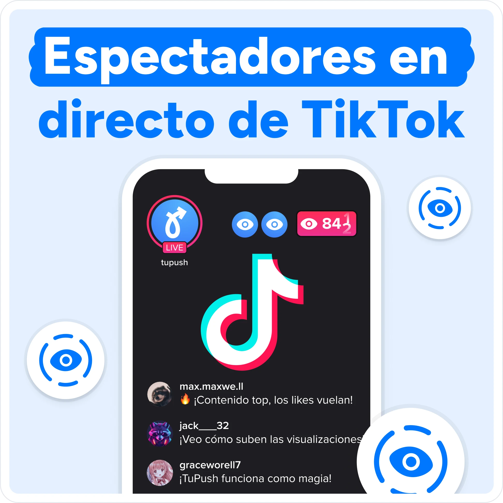 Comprar espectadores para directos de TikTok Mockup