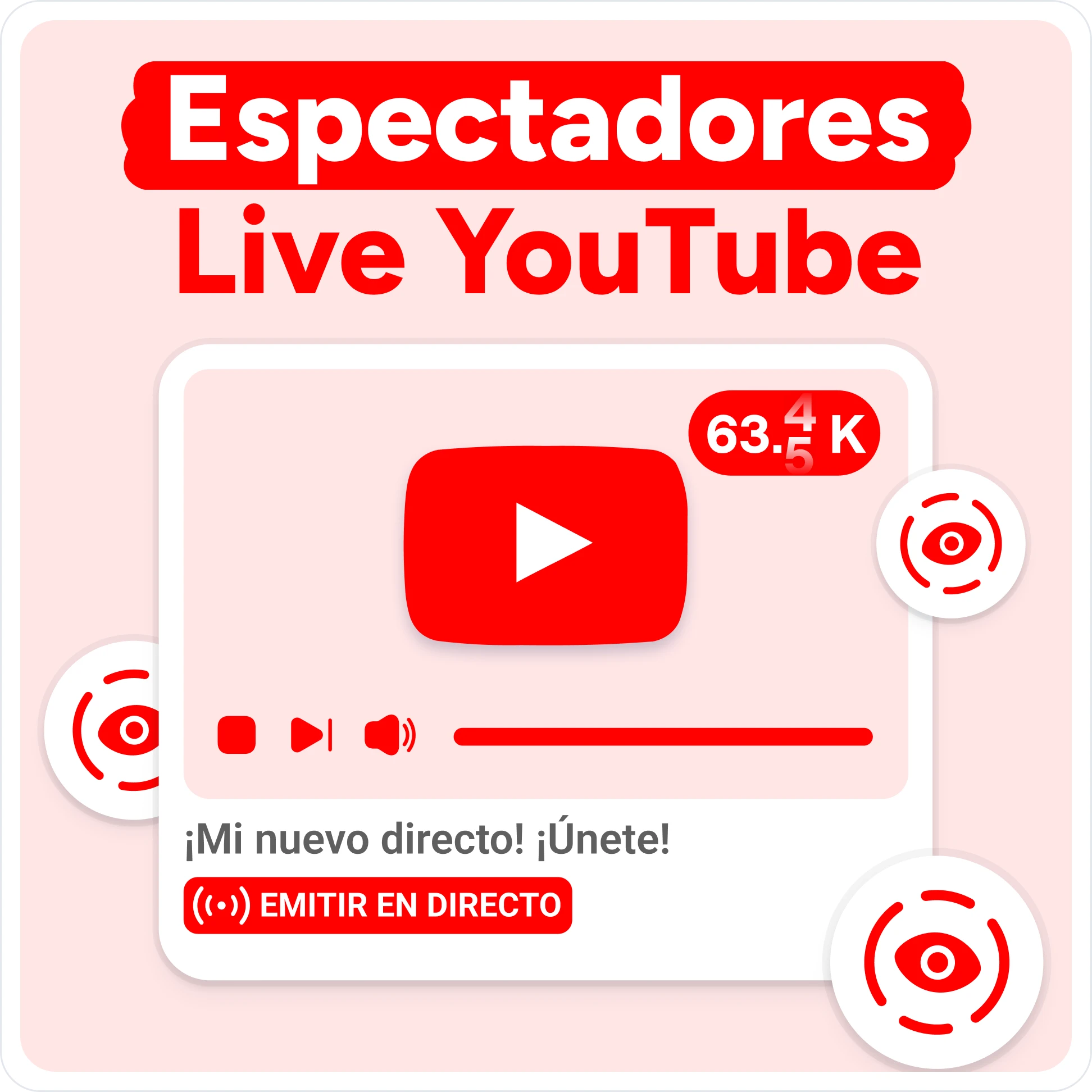 Comprar espectadores para directos de YouTube Mockup