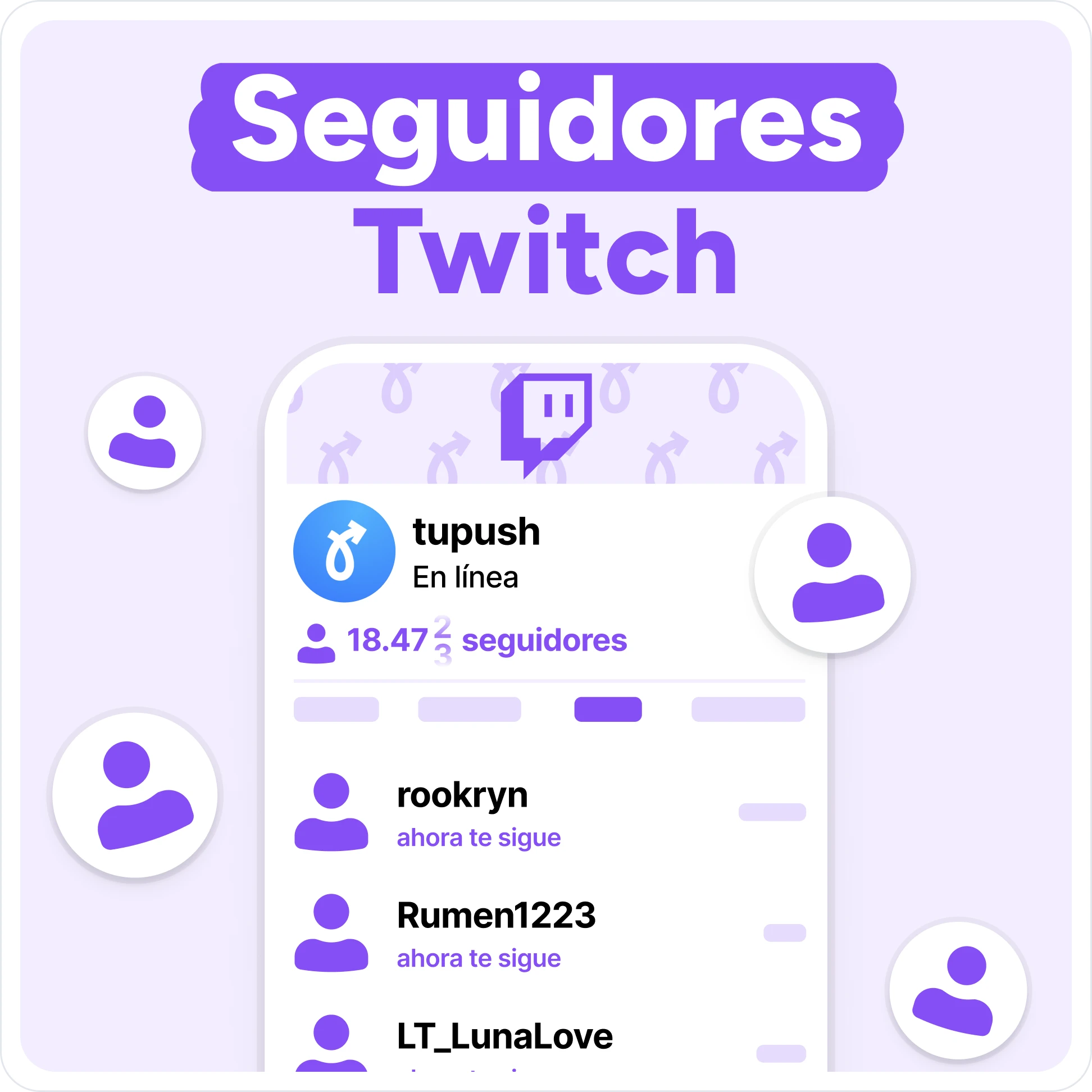 Comprar seguidores de Twitch Mockup
