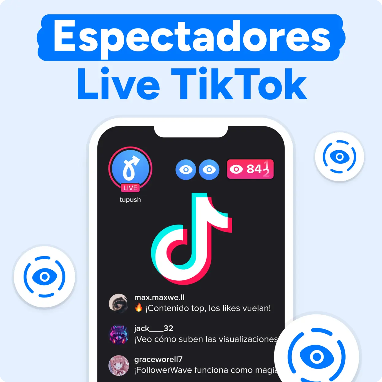 Comprar espectadores Live TikTok Mockup