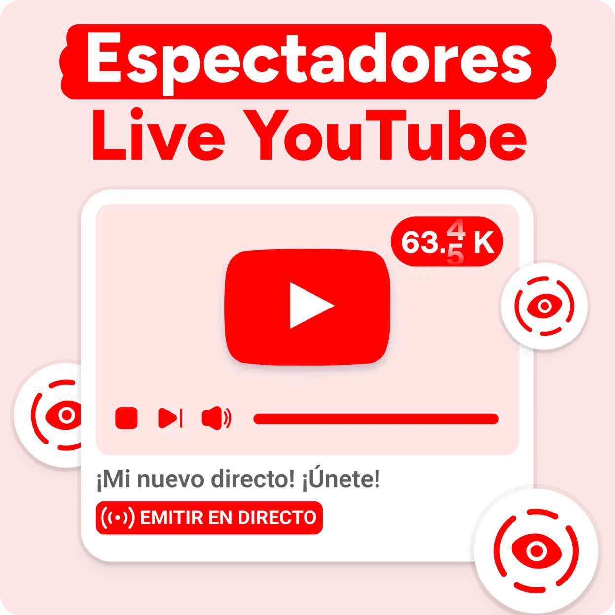 Comprar espectadores Live YouTube Mockup