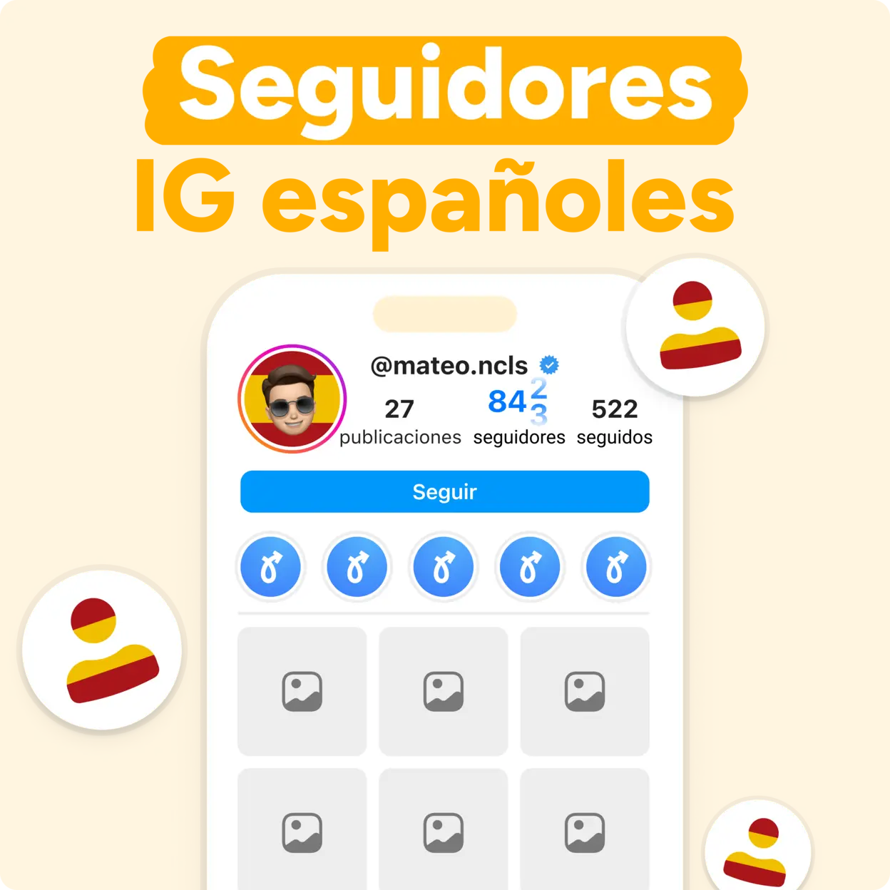 Comprar seguidores de Instagram españoles Mockup