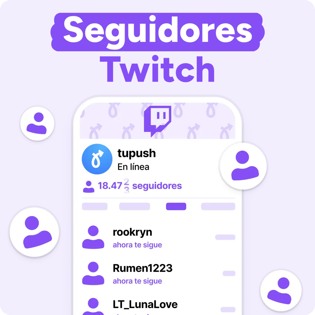 Comprar seguidores de Twitch Mockup